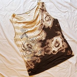 Christopher & Banks waterfall neckline embellished tie dye style tank top blouse